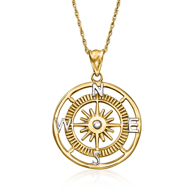 14kt Yellow Gold Compass Pendant Necklace image number 0