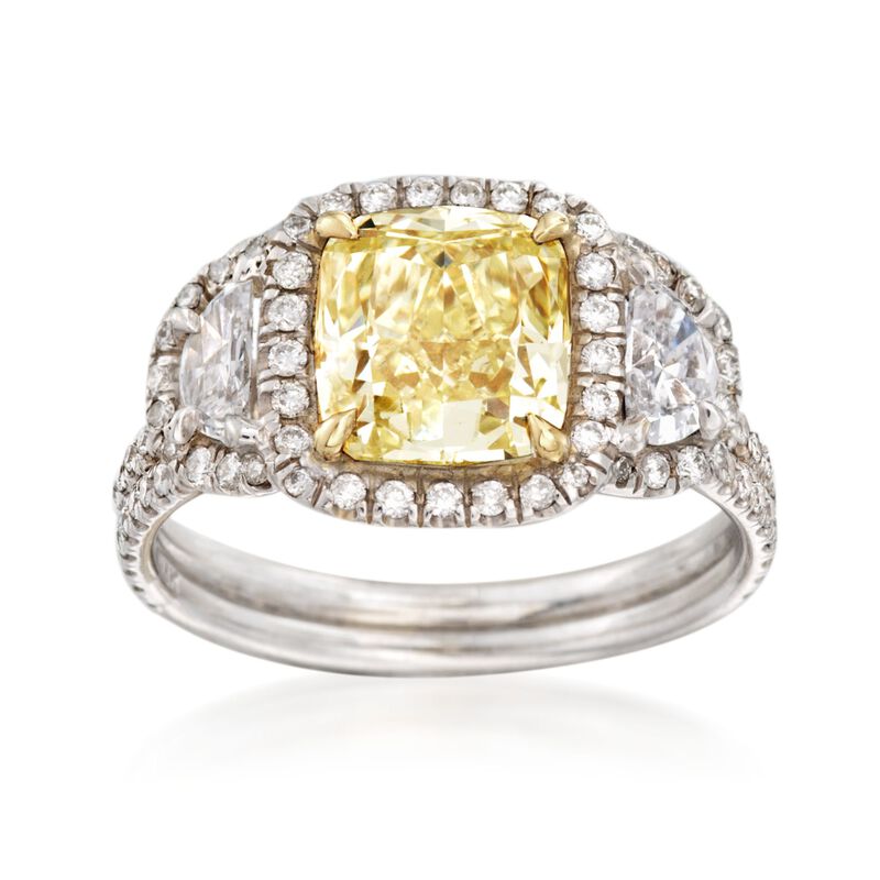Majestic Collection 2.75 ct. t.w. Yellow and White Diamond Ring in 18kt White Gold image number 0