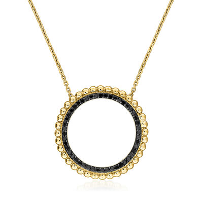 .25 ct. t.w. Black Diamond Eternity Circle Necklace in 14kt Yellow Gold