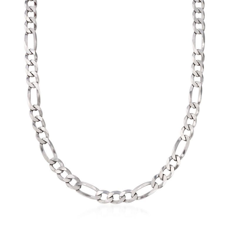 Men's 7.8mm Sterling Silver Figaro Link Necklace. 20&quot; image number 0