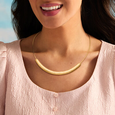 Italian 18kt Gold Over Sterling Curved Bar Necklace