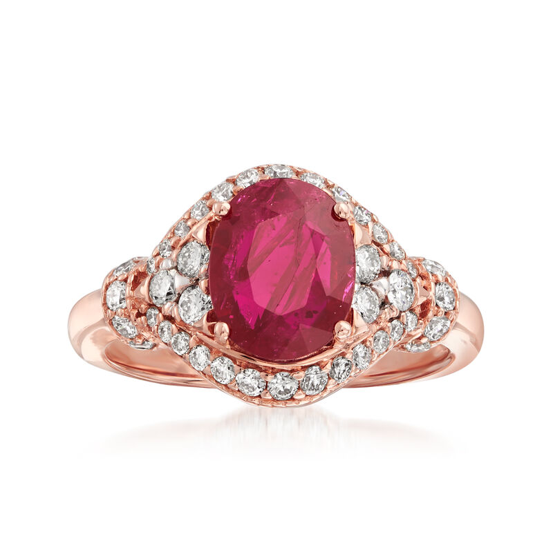 2.20 Carat Ruby and .58 ct. t.w. Diamond Ring in 14kt Rose Gold image number 0