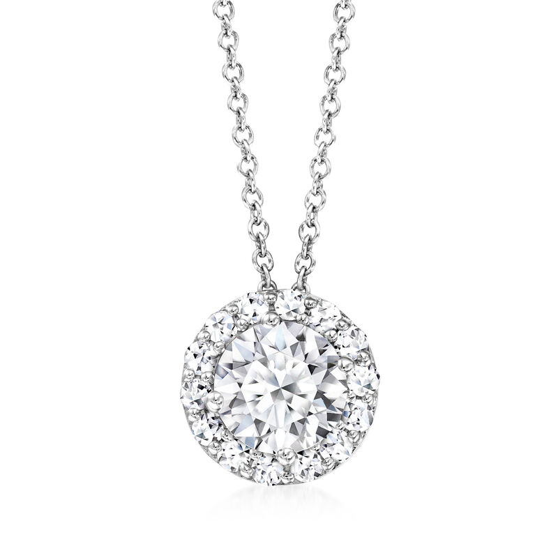 1.00 ct. t.w. Lab-Grown Diamond Halo Pendant Necklace in 14kt White Gold image number 0