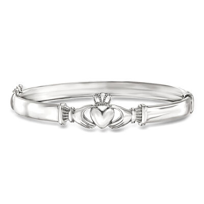 Sterling Silver Claddagh Bangle Bracelet