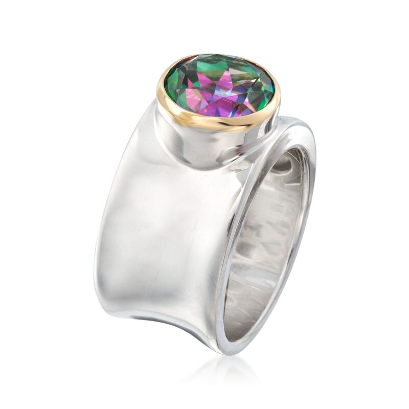 3.60 Carat Mystic Quartz Ring with 14kt Yellow Gold in Sterling Silver image number 2