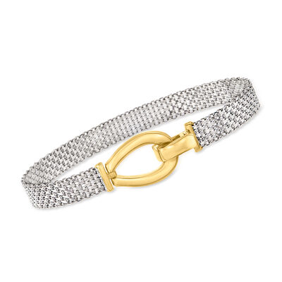 Sterling Silver Bismark-Link Bracelet with 18kt Gold Over Sterling