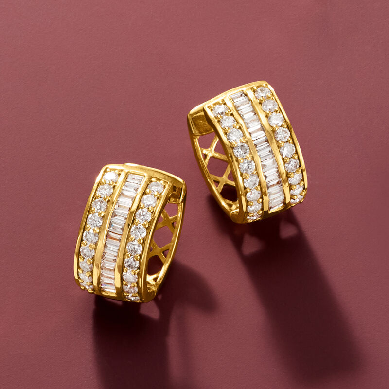 1.00 ct. t.w. Lab-Grown Diamond Huggie Hoop Earrings in 18kt Gold Over Sterling. 1/2" image number 2
