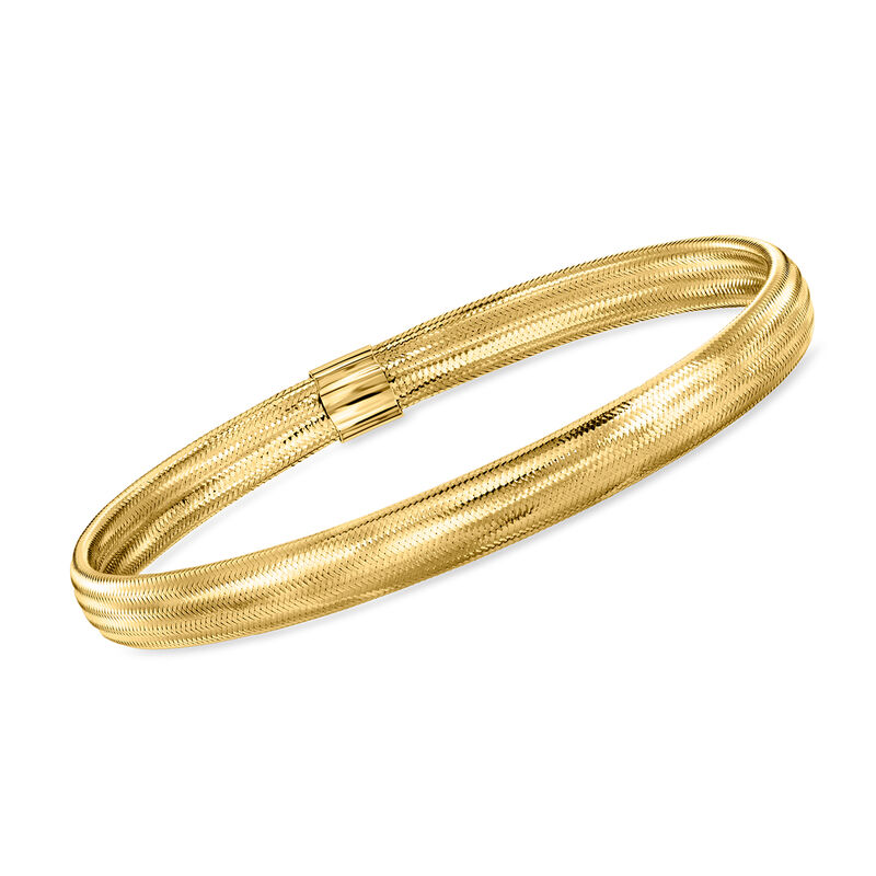 Italian 10kt Yellow Gold Mesh Stretch Bangle Bracelet image number 0