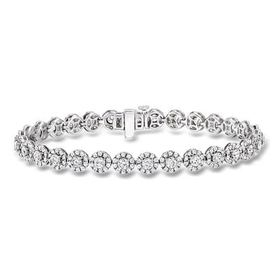 5.00 ct. t.w. Lab-Grown Diamond Halo Bracelet in 14kt White Gold