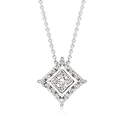 C. 1990 Vintage .25 ct. t.w. Diamond Cluster Necklace in 14kt White Gold