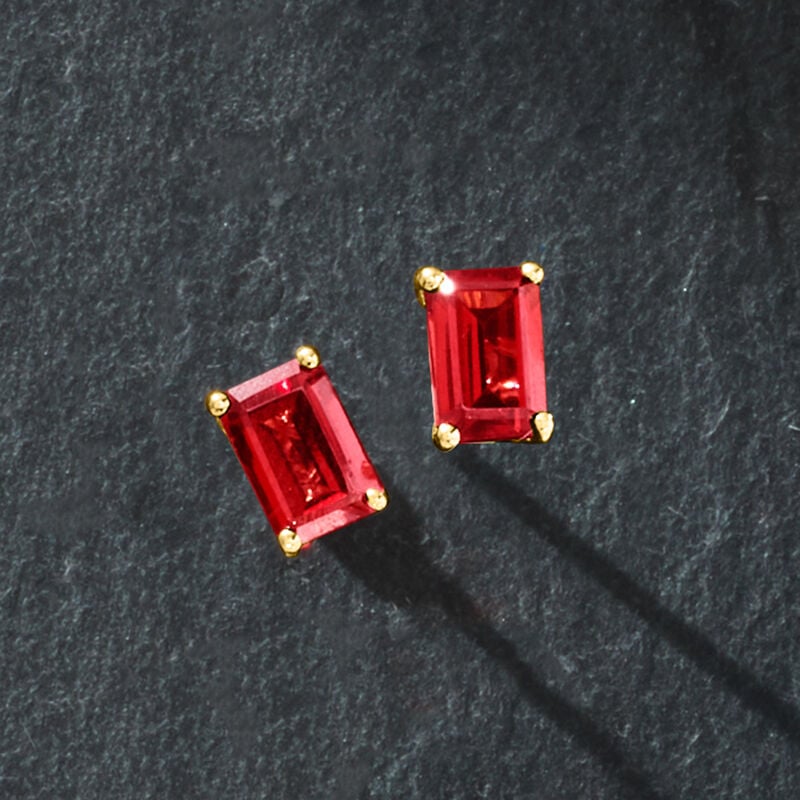 1.20 ct. t.w. Garnet Stud Earrings in 14kt Yellow Gold  image number 3