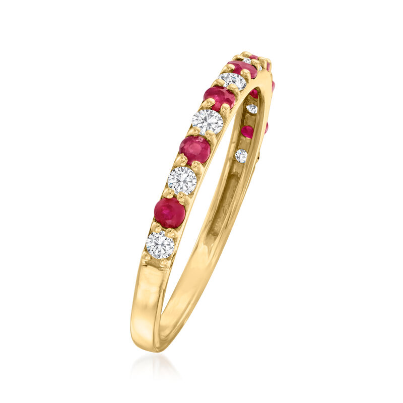 .30 ct. t.w. Ruby and .24 ct. t.w. Diamond Ring in 14kt Yellow Gold