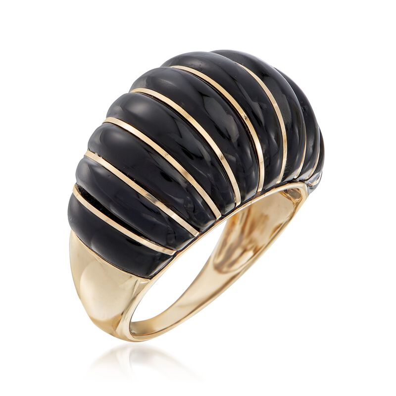 Black Onyx Shrimp Ring in 14kt Yellow Gold image number 2