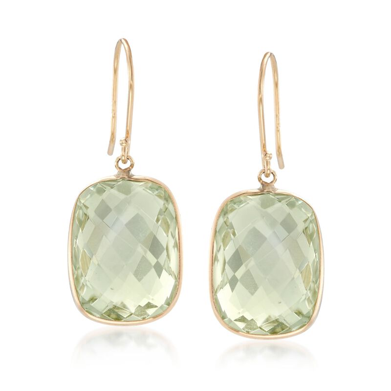 18.00 ct. t.w. Prasiolite Drop Earrings in 14kt Yellow Gold image number 0