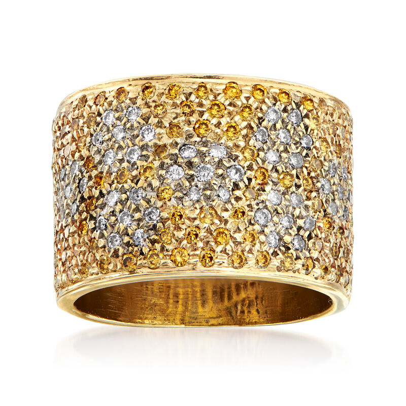 C. 1980 Vintage 1.50 ct. t.w. White and Yellow Pave Diamond Ring in 14kt Yellow Gold. Size 7 image number 0