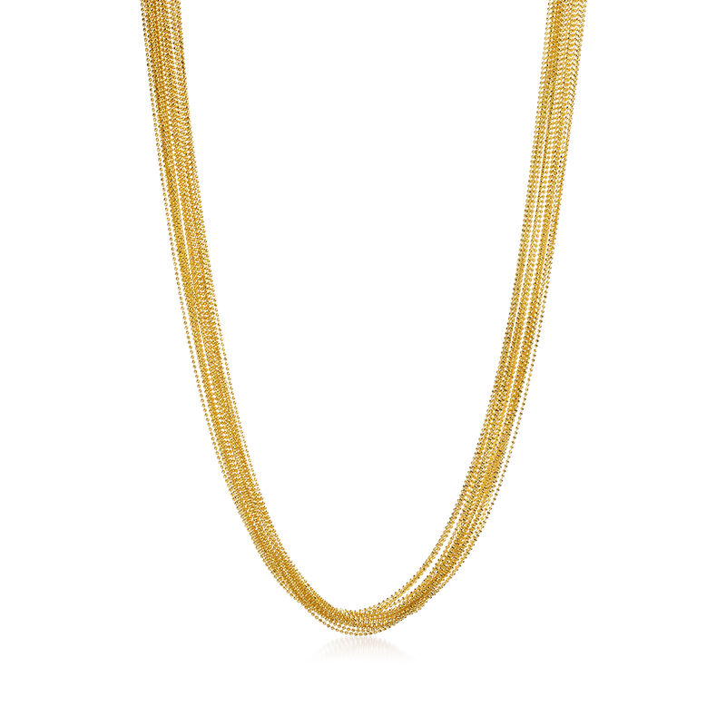 Italian 18kt Yellow Gold Over Sterling Silver Bead Chain Necklace image number 0