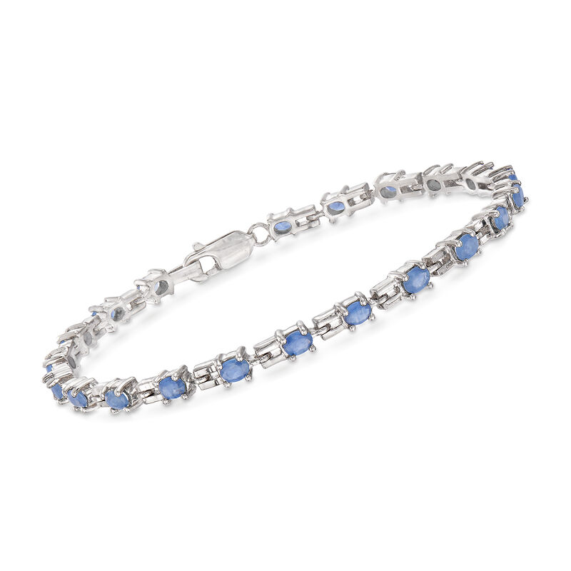 3.80 ct. t.w. Sapphire Link Bracelet in Sterling Silver image number 0