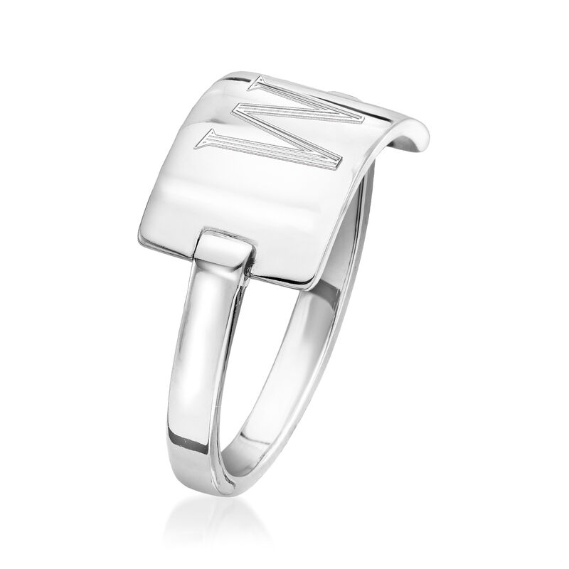 Italian Sterling Silver Personalized Curved Bar Ring image number 2