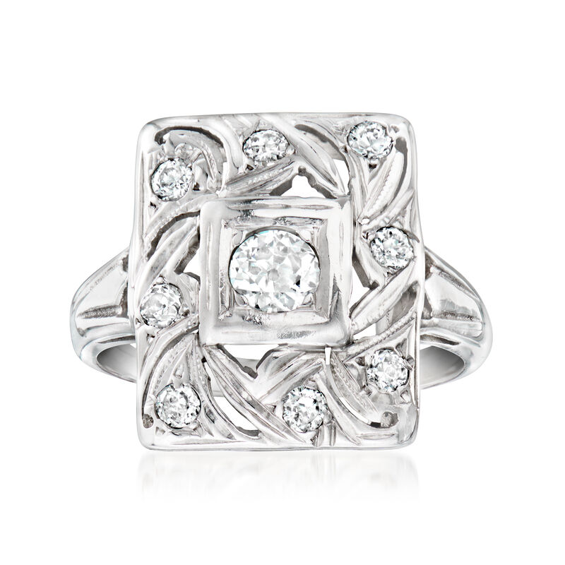 C. 1960 Vintage .70 ct. t.w. Diamond Ring in 14kt White Gold. Size 7 image number 0