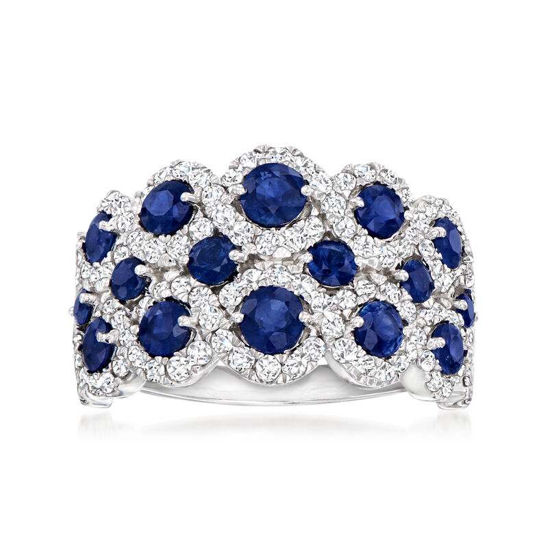1.50 ct. t.w. Sapphire and 1.00 ct. t.w. Diamond Ring in 14kt White Gold image number 0