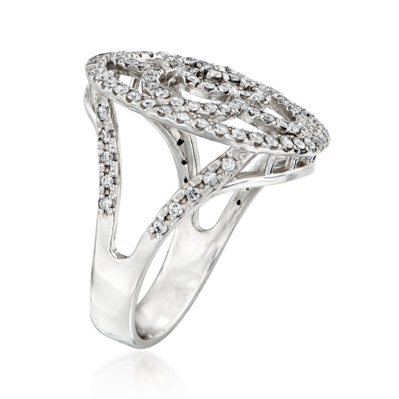 C. 1990 Vintage 1.00 ct. t.w. Diamond Open-Circle Flower Ring in Platinum image number 2