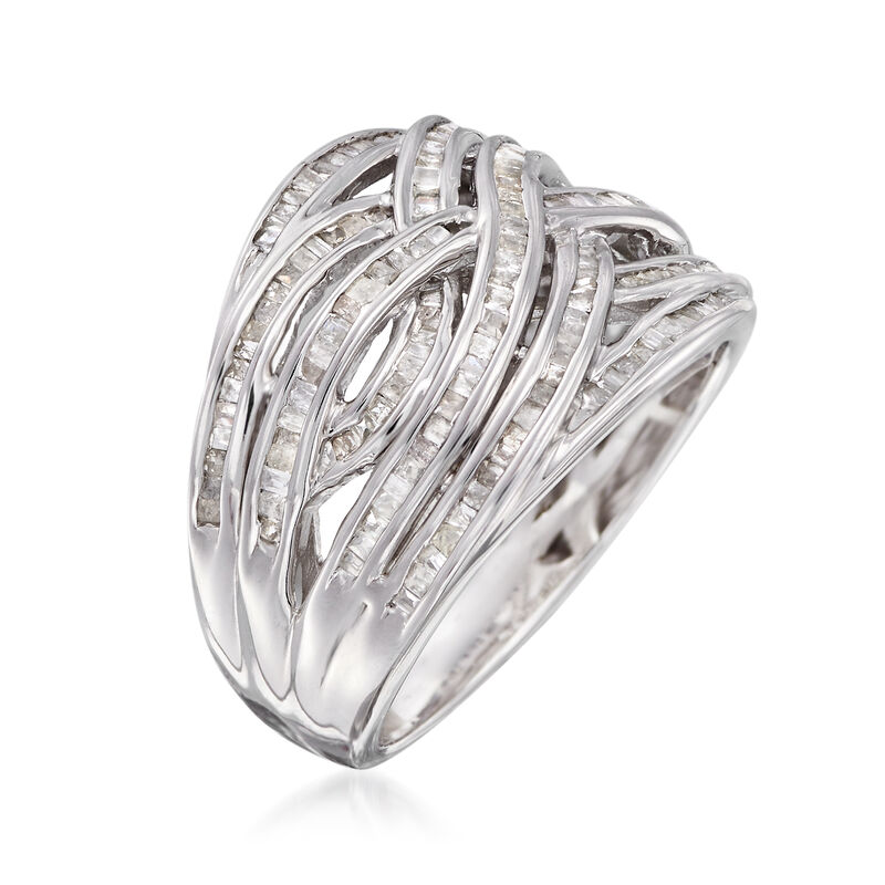 1.00 ct. t.w. Baguette Diamond Highway Ring in Sterling Silver image number 2