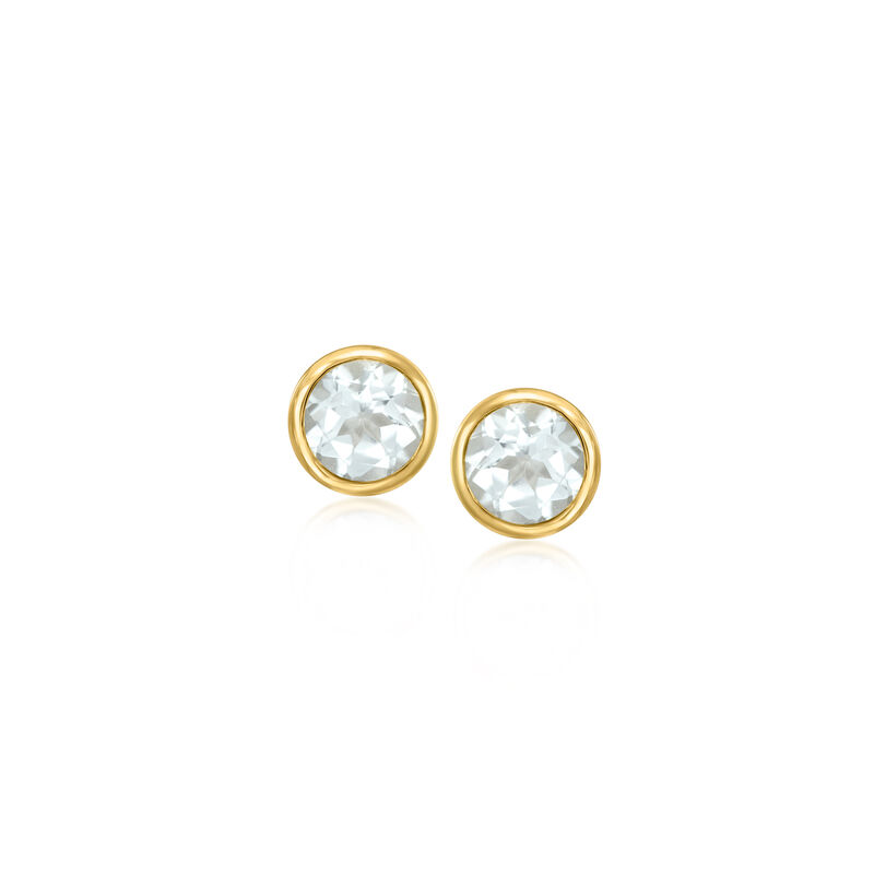March/Aquamarine - Bezel-Set Birthstone Earrings in 18kt Gold Over Sterling image number 0