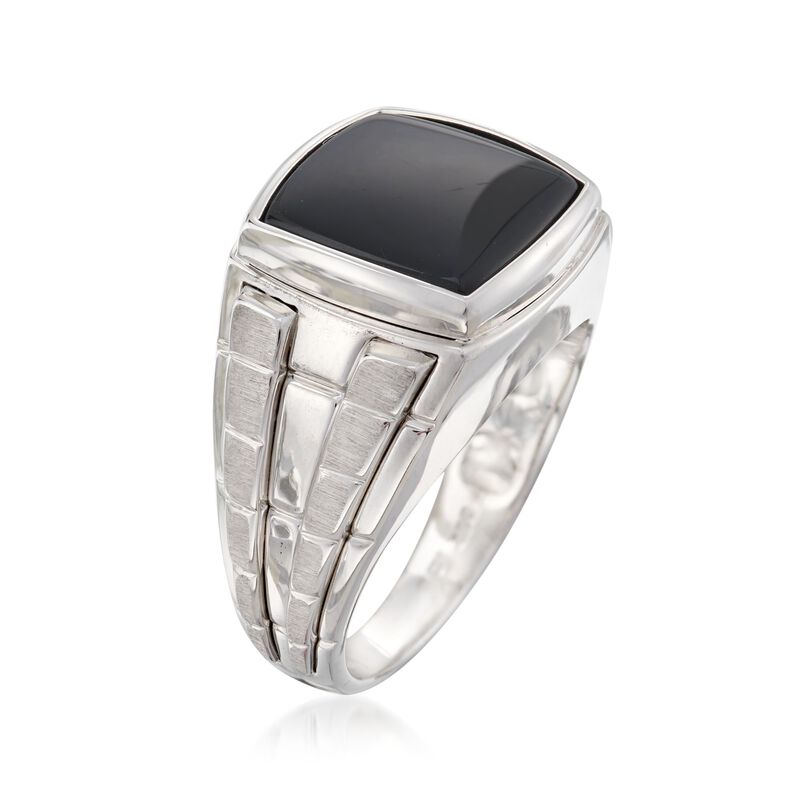 Men's Black Onyx Ring in Sterling Silver image number 1