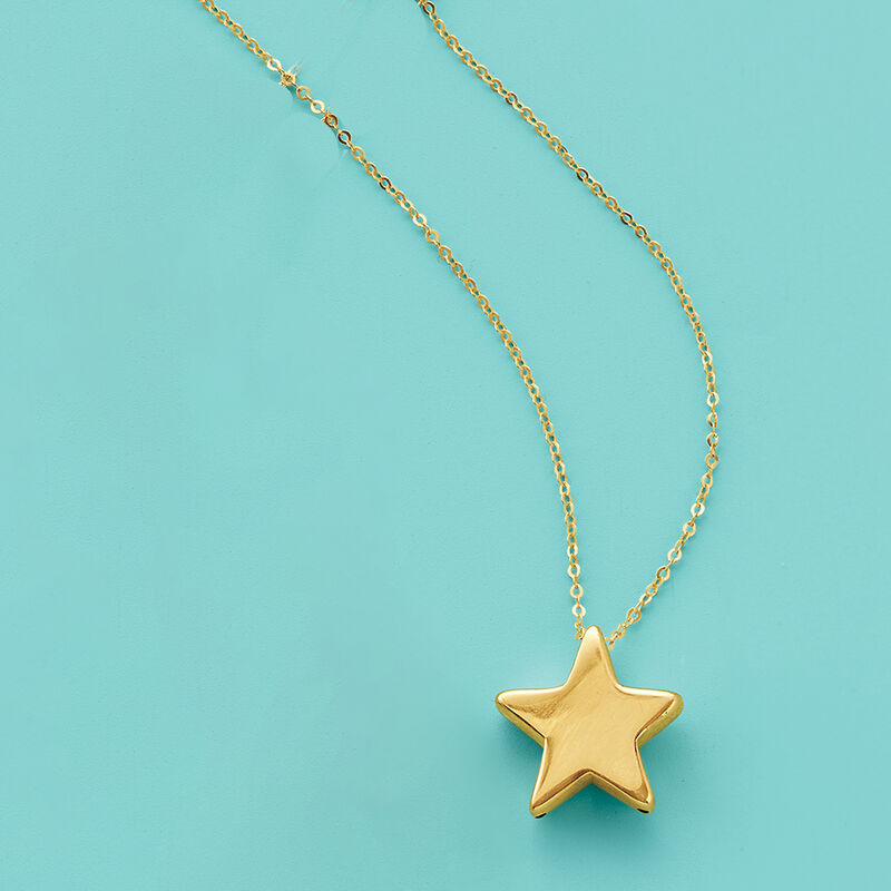 Italian 14kt Yellow Gold Star Necklace image number 2