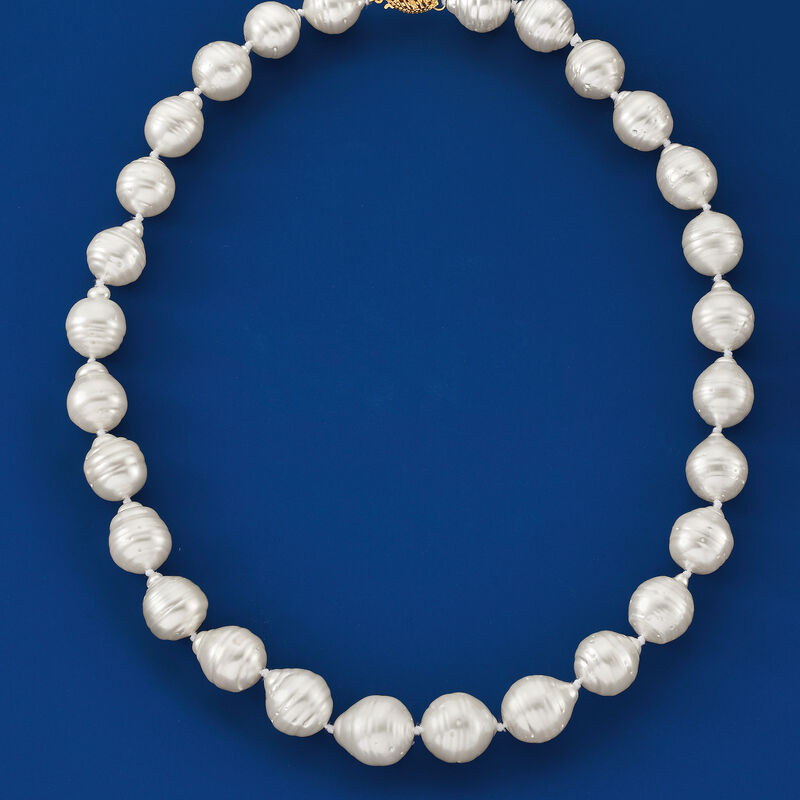 11-13mm Cultured Baroque South Sea Pearl Necklace with 14kt Gold image number 2
