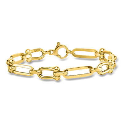 Italian 14kt Yellow Gold Alternating Link Bracelet