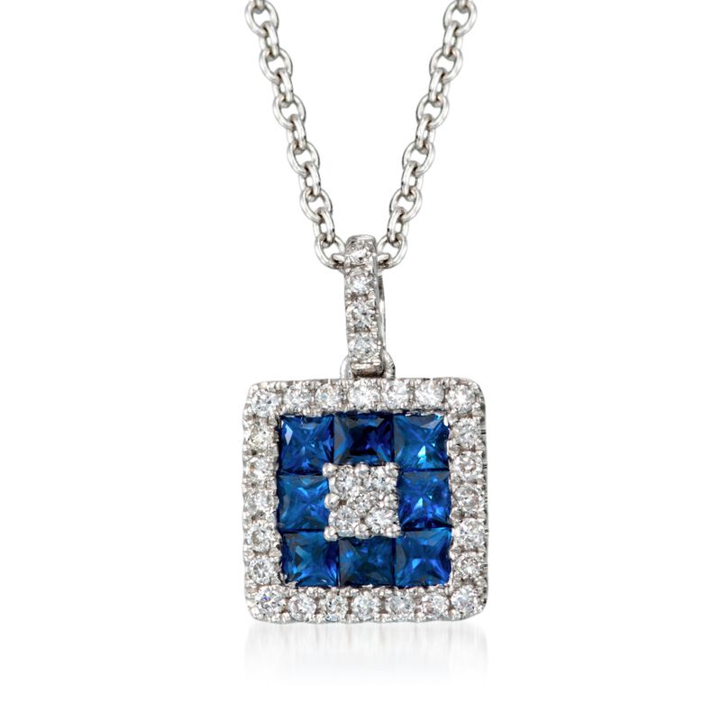 Gregg Ruth .75 ct. t.w. Sapphire and .25 ct. t.w. Diamond Necklace in 18kt White Gold. 18&quot; image number 1