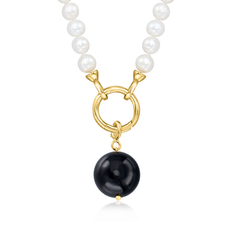 Onyx Bead Charm in 18kt Gold Over Sterling. Charm image number 2