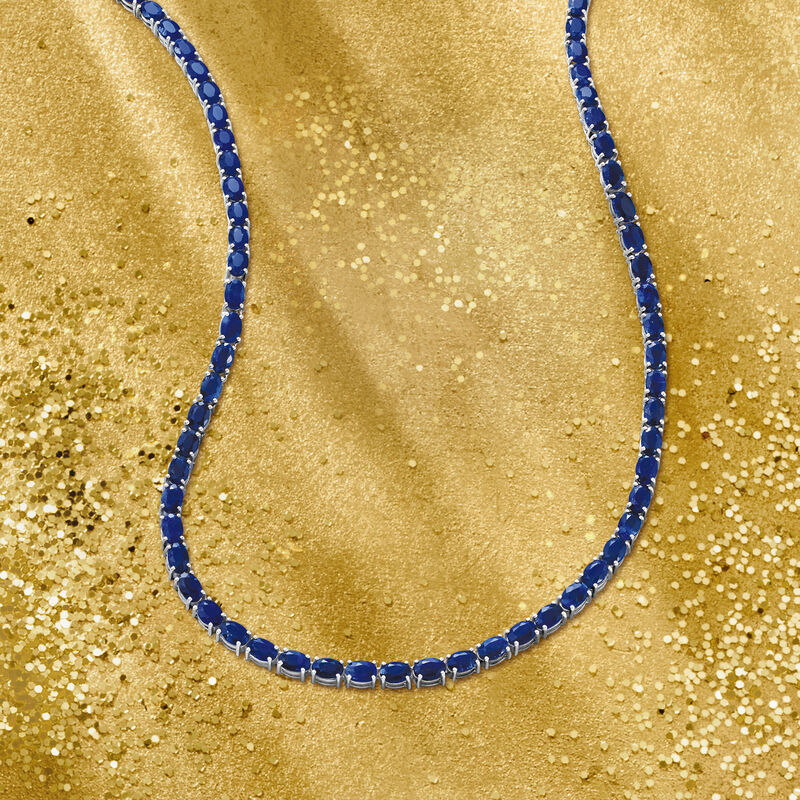 40.00 ct. t.w. Sapphire Tennis Necklace in Sterling Silver image number 4