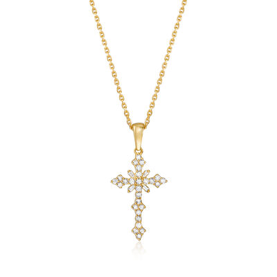.25 ct. t.w. Diamond Cross Pendant Necklace in 18kt Gold Over Sterling