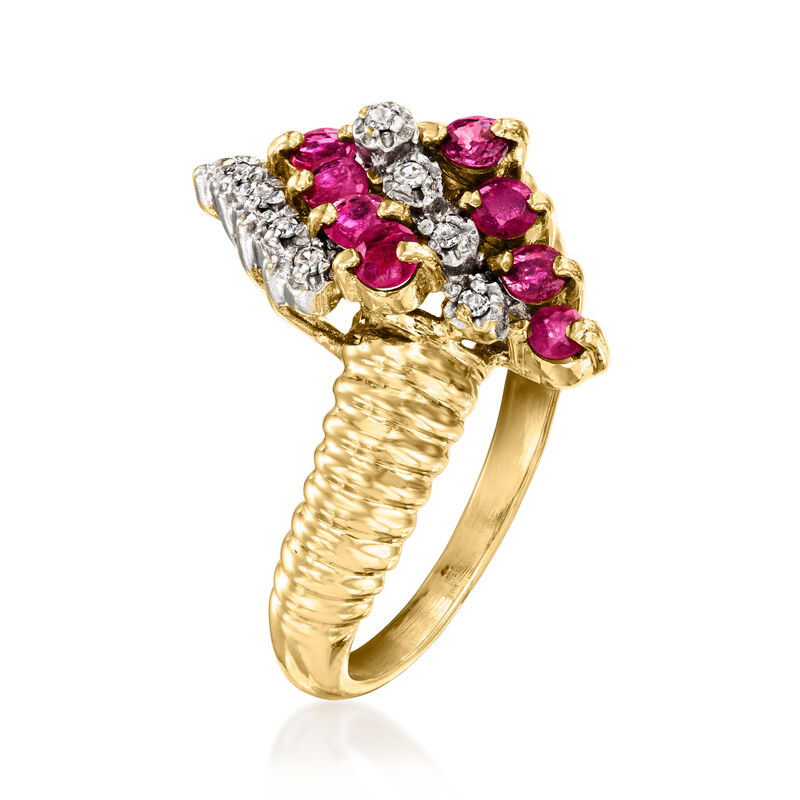 C. 1980 Vintage .40 ct. t.w. Ruby Ring with Diamonds in 14kt Yellow Gold. Size 6.5 image number 2