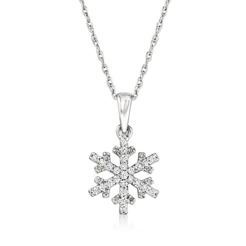 .10 ct. t.w. Diamond Snowflake Pendant Necklace in 14kt White Gold image number 0
