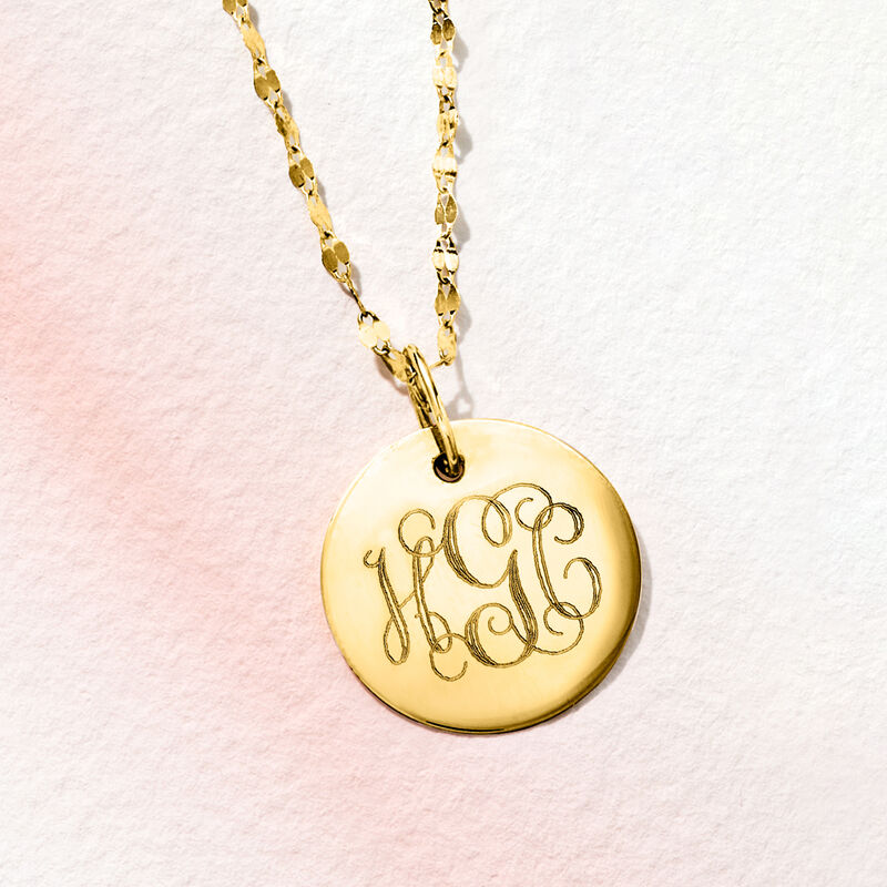 Italian 14kt Yellow Gold Personalized Disc Necklace image number 4