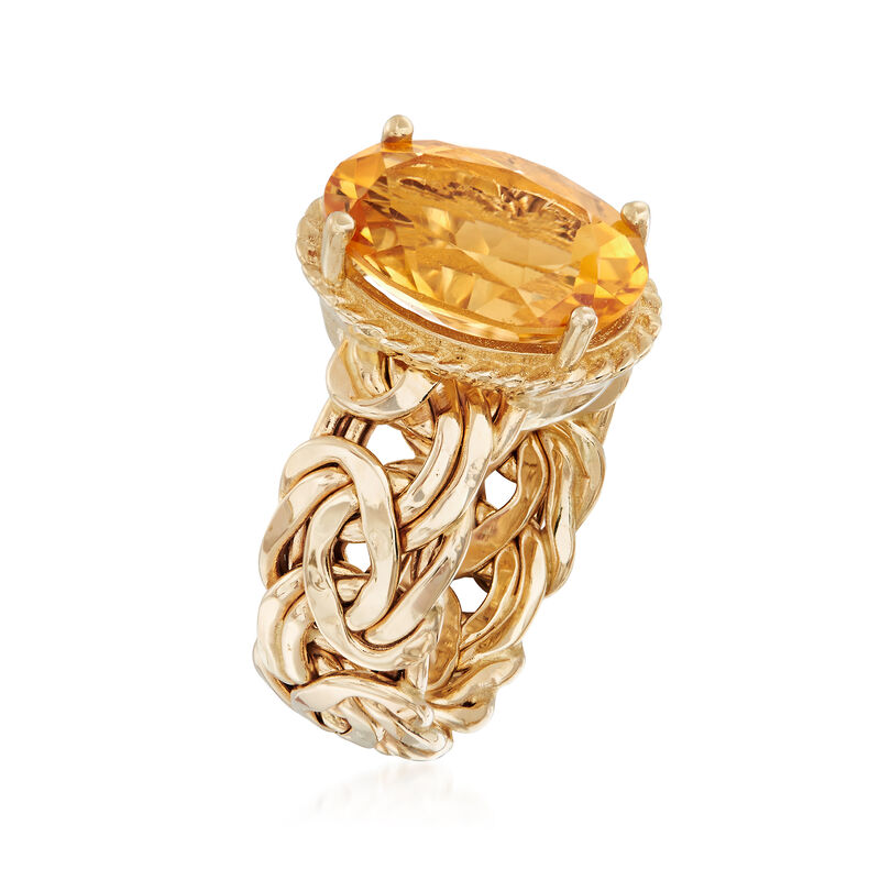5.00 Carat Citrine Byzantine Ring in 14kt Yellow Gold image number 2