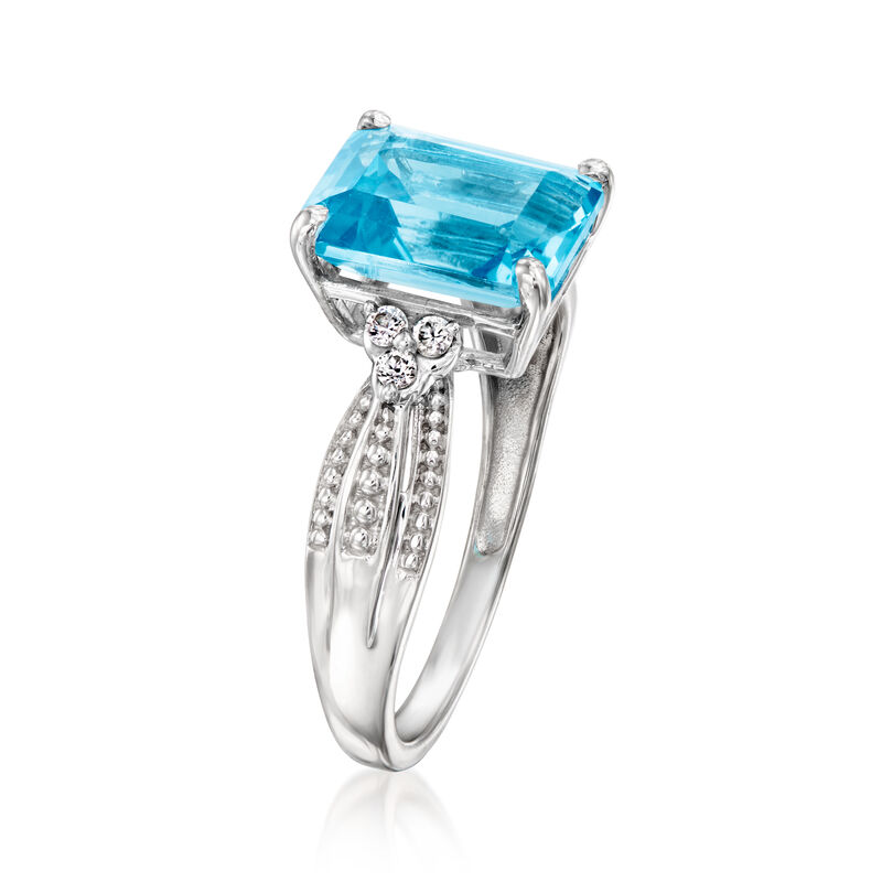 C. 1990 Vintage 3.75 Carat Swiss Blue Topaz Ring with .10 ct. t.w. White Topaz in 10kt White Gold. Size 7 image number 2