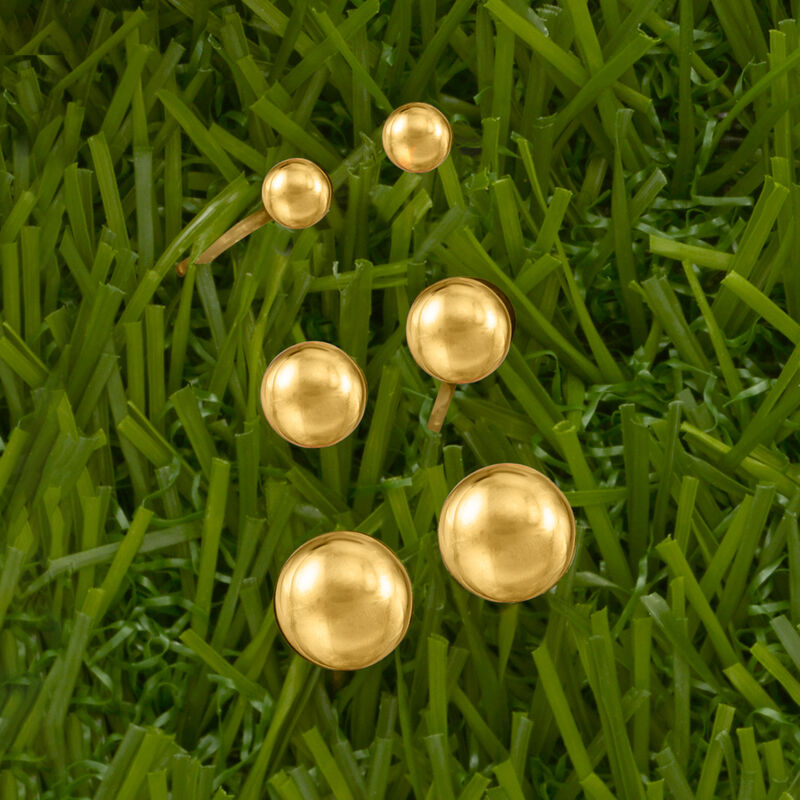 Italian 4-8mm 18kt Yellow Gold Ball Stud Jewelry Set: Three Pairs of Earrings image number 5