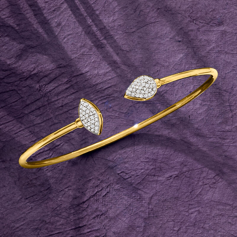 .25 ct. t.w. Diamond Marquise and Pear-Shaped Cluster Cuff Bracelet in 18kt Gold Over Sterling image number 2