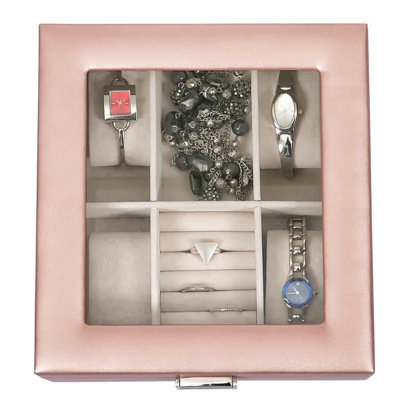 Mele & Co. "Iona" Metallic Rose Gold Faux Leather Jewelry Box image number 1