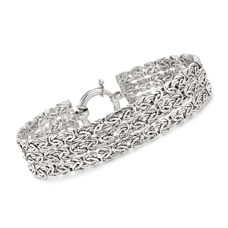 Sterling Silver Three-Row Byzantine Bracelet image number 0