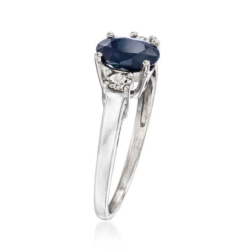 C. 1990 Vintage 1.50 Carat Sapphire Ring with .20 ct. t.w. Diamonds in 14kt White Gold. Size 6.5 image number 2