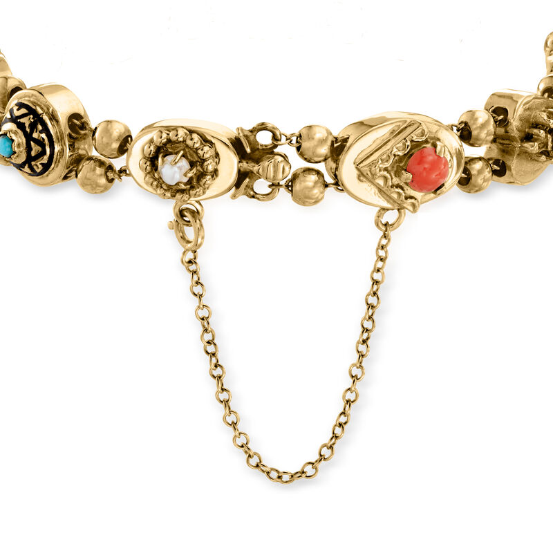 C. 1960 Vintage Multi-Gemstone Slide Bracelet in 14kt Yellow Gold image number 2