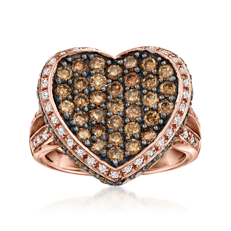 Le Vian 1.70 ct. t.w. Chocolate Diamond Heart Ring with .19 ct. t.w. Vanilla Diamonds in 14kt Strawberry Gold. Size 7 image number 0