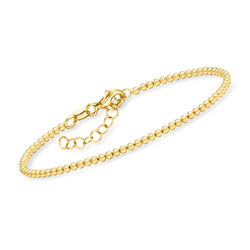 Italian 2mm 18kt Gold Vermeil Bead-Chain Bracelet. 8&quot; image number 0