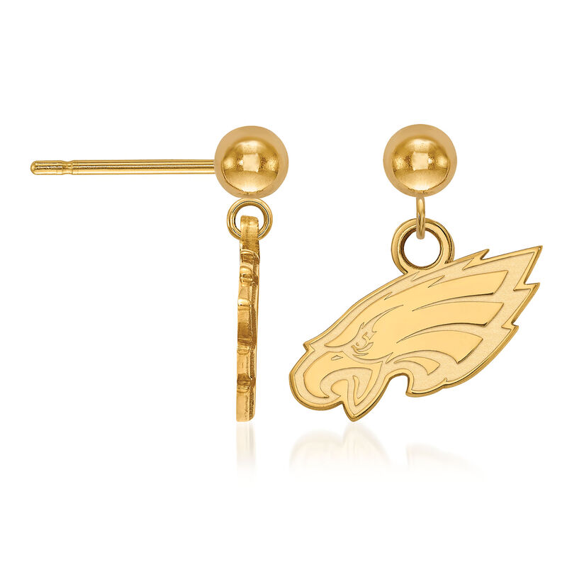 14kt Yellow Gold NFL Philadelphia Eagles Dangle Ball Stud Earrings image number 1