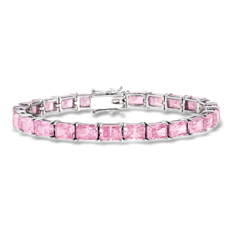 25.00 ct. t.w. Simulated Pink Sapphire Tennis Bracelet in Sterling Silver image number 0